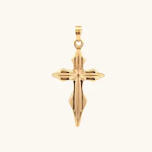 14K YELLOW GOLD POINTED CROSS PENDANT