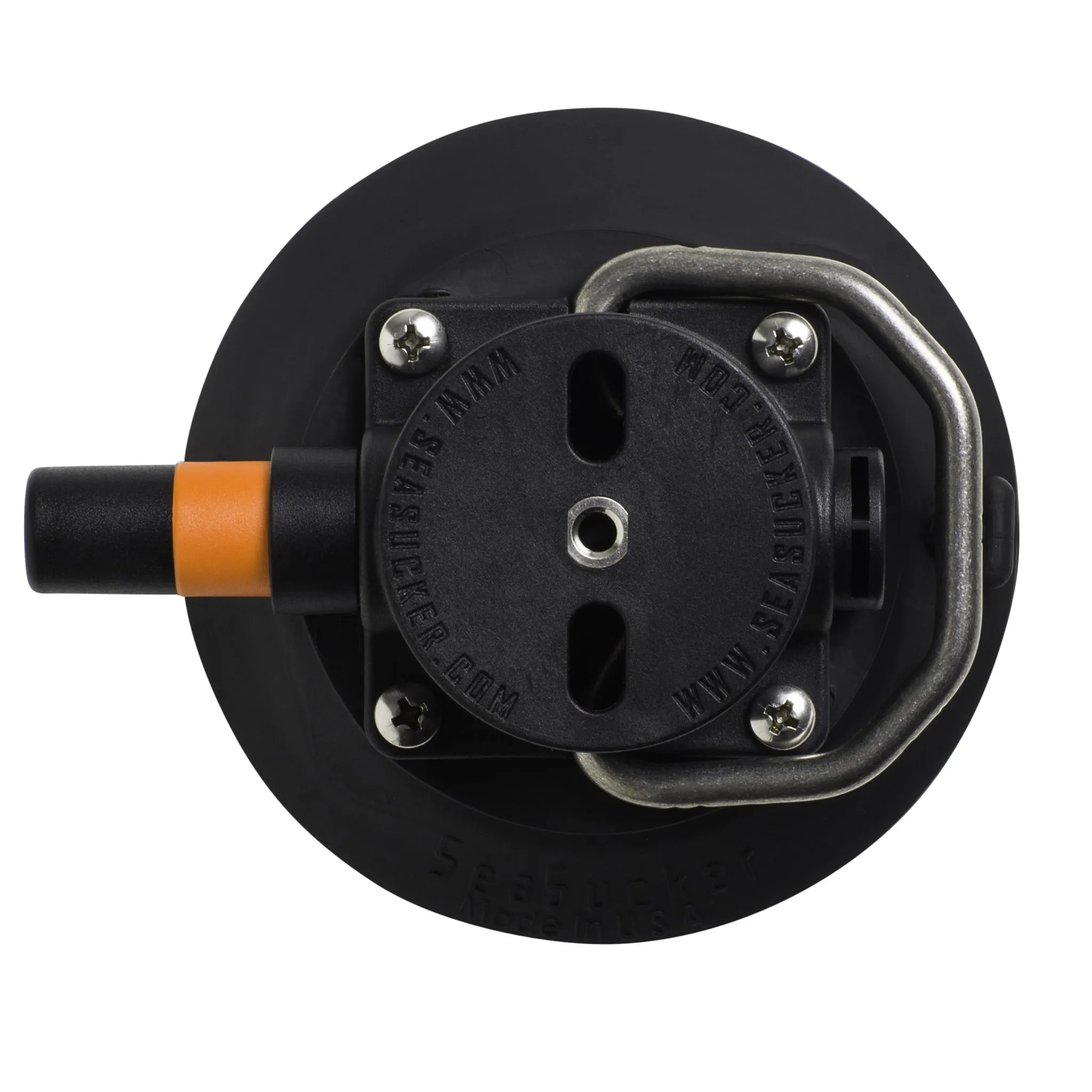 4.5" SeaSucker Vacuum Mount with Flat-Top Stainless Steel D-Ring - Black