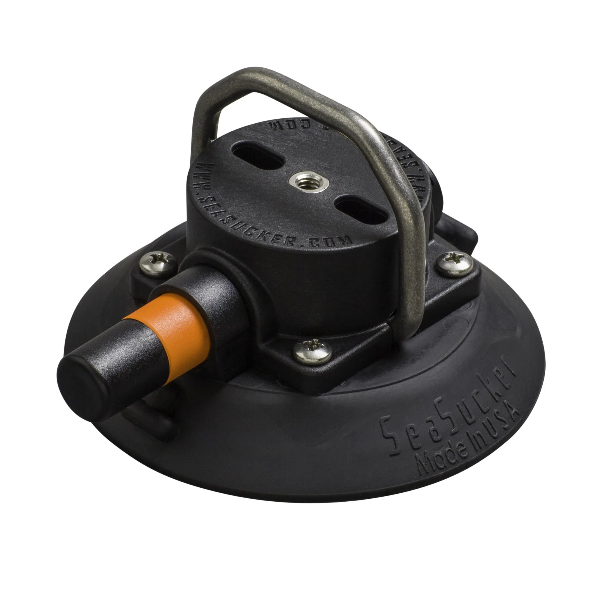 4.5" SeaSucker Vacuum Mount with Flat-Top Stainless Steel D-Ring - Black