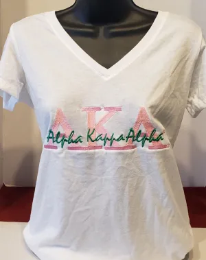 AKA (Script Letter)V-NECK TEE (White)