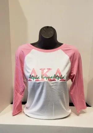 AKA (Script)Baseball Tee(Pink)