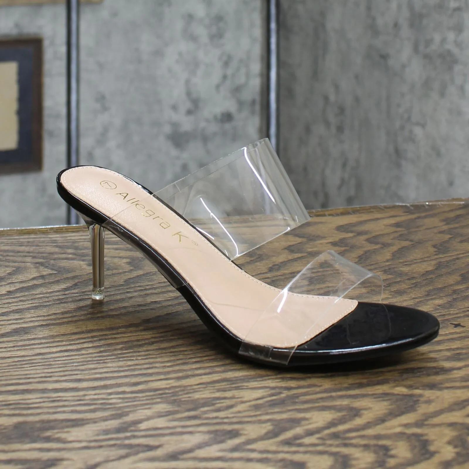 Allegra K Womens Clear Strap Stiletto Heels Black 7