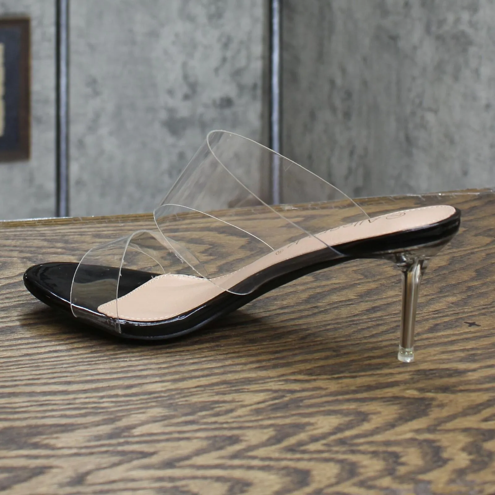 Allegra K Womens Clear Strap Stiletto Heels Black 7