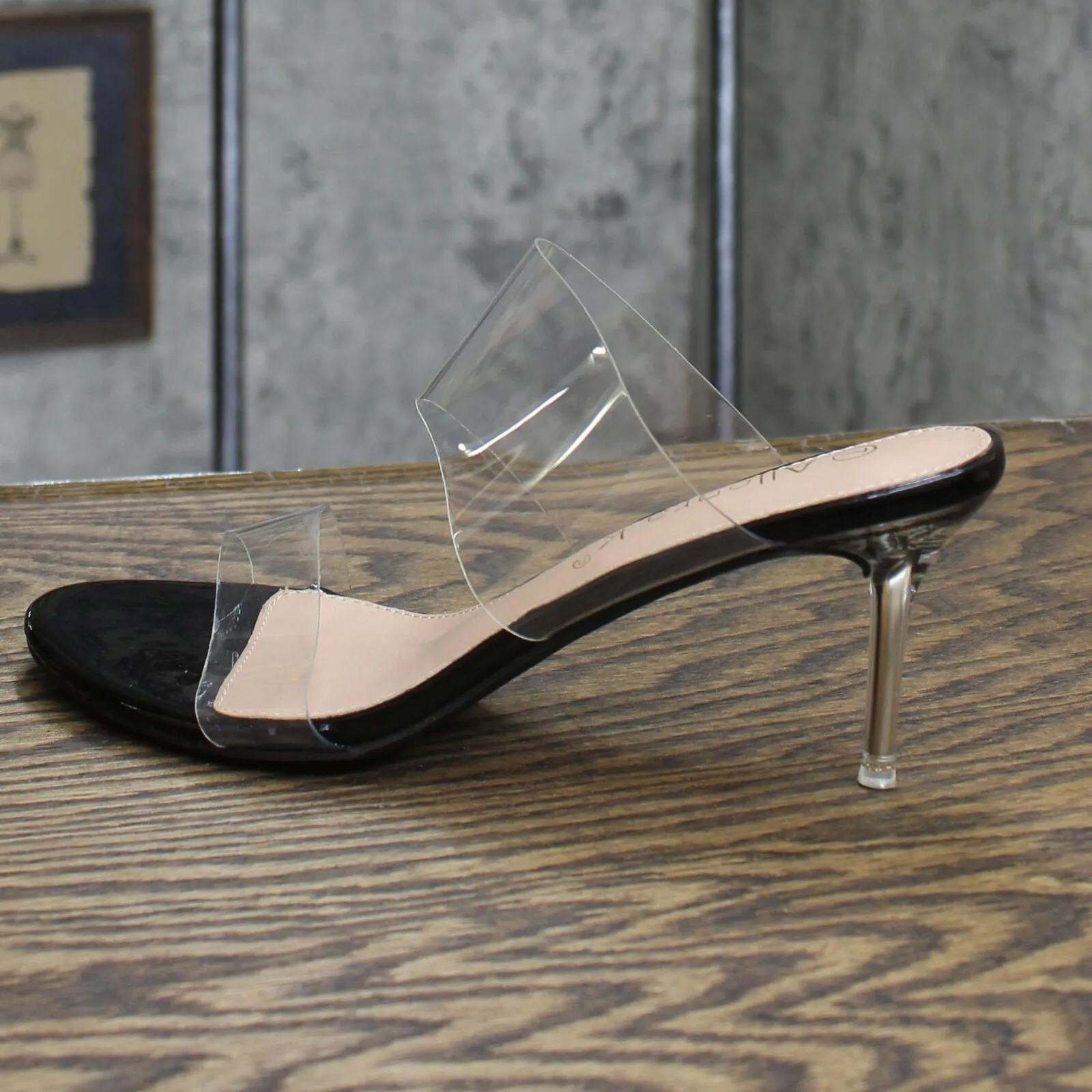 Allegra K Womens Clear Strap Stiletto Heels Black 7