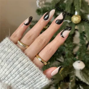 Almond Glitter Black