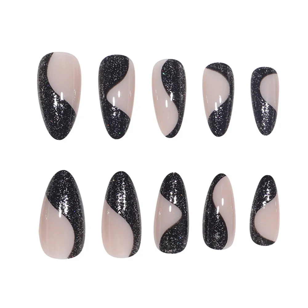 Almond Glitter Black