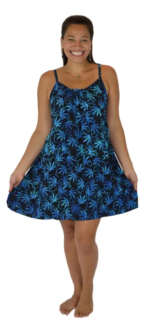 Aloha Royale - Short Bali Dress - Batik Ganja - Black and Blue
