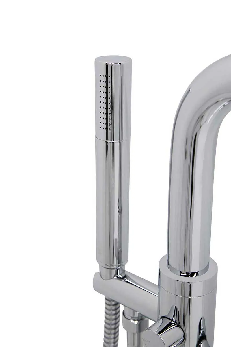 Anzzi Gala 6.7 ft. Acrylic Freestanding Non-Whirlpool Bathtub in Glossy Black and Sens Series Faucet in Chrome