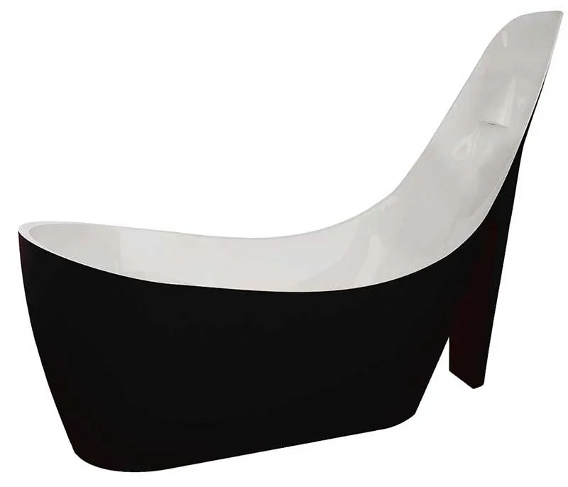 Anzzi Gala 6.7 ft. Acrylic Freestanding Non-Whirlpool Bathtub in Glossy Black and Sens Series Faucet in Chrome