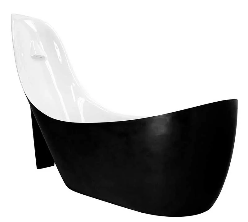 Anzzi Gala 6.7 ft. Acrylic Freestanding Non-Whirlpool Bathtub in Glossy Black and Sens Series Faucet in Chrome