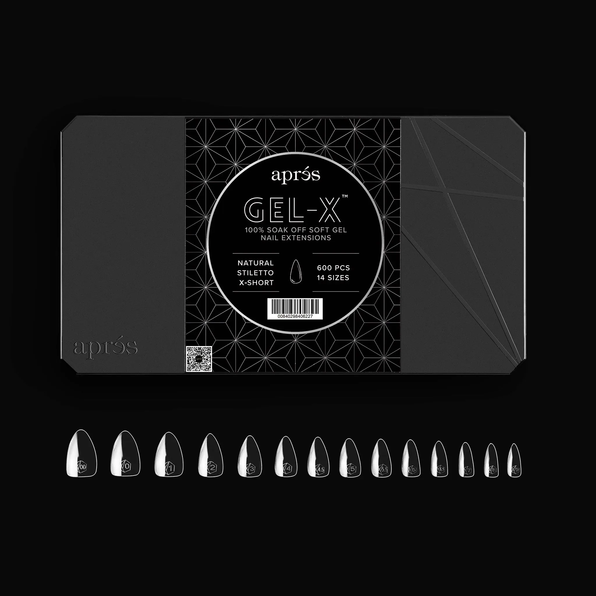 APRES GEL-X TIPS - NATURAL STILETTO EXTRA SHORT [600PCS]