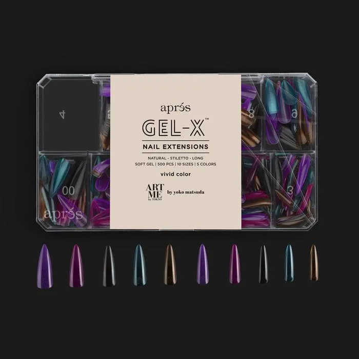 APRES GEL-X TIPS - VIVID COLOUR - NATURAL STILETTO LONG [500PCS]