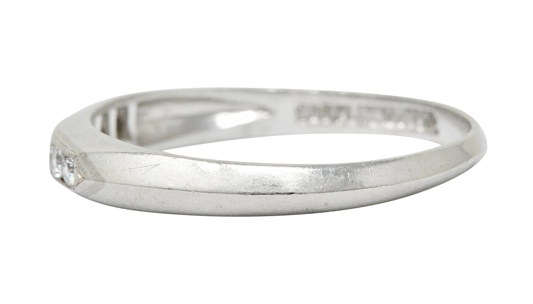 Art Deco 0.18 CTW Diamond Platinum Knife Edge Band Ring