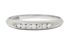 Art Deco 0.18 CTW Diamond Platinum Knife Edge Band Ring