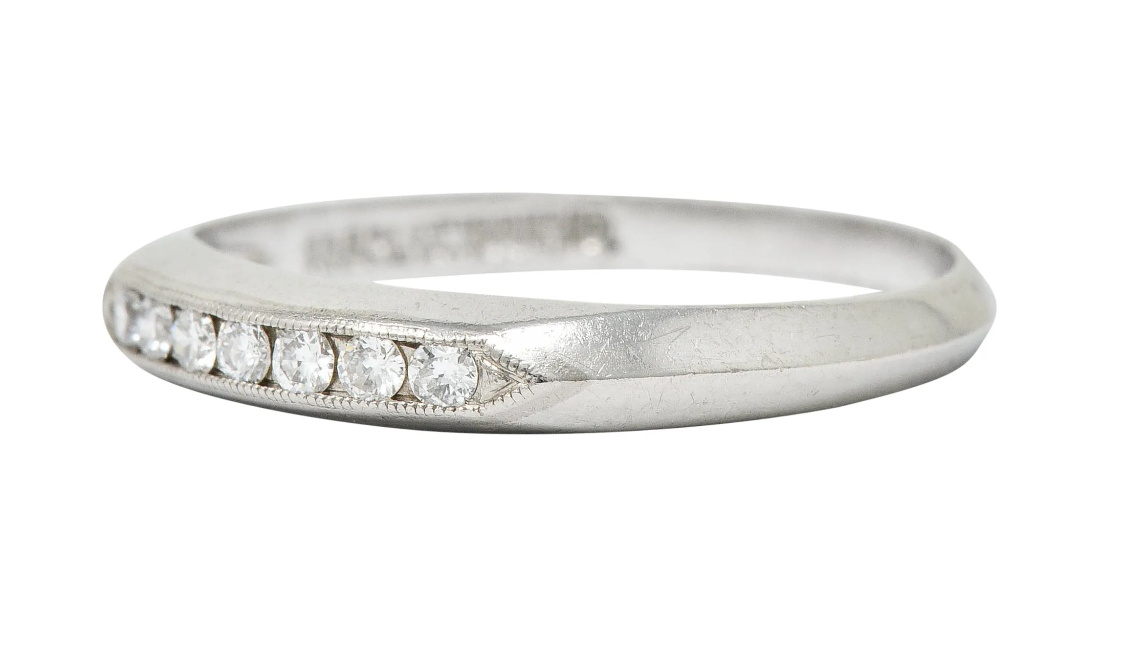Art Deco 0.18 CTW Diamond Platinum Knife Edge Band Ring