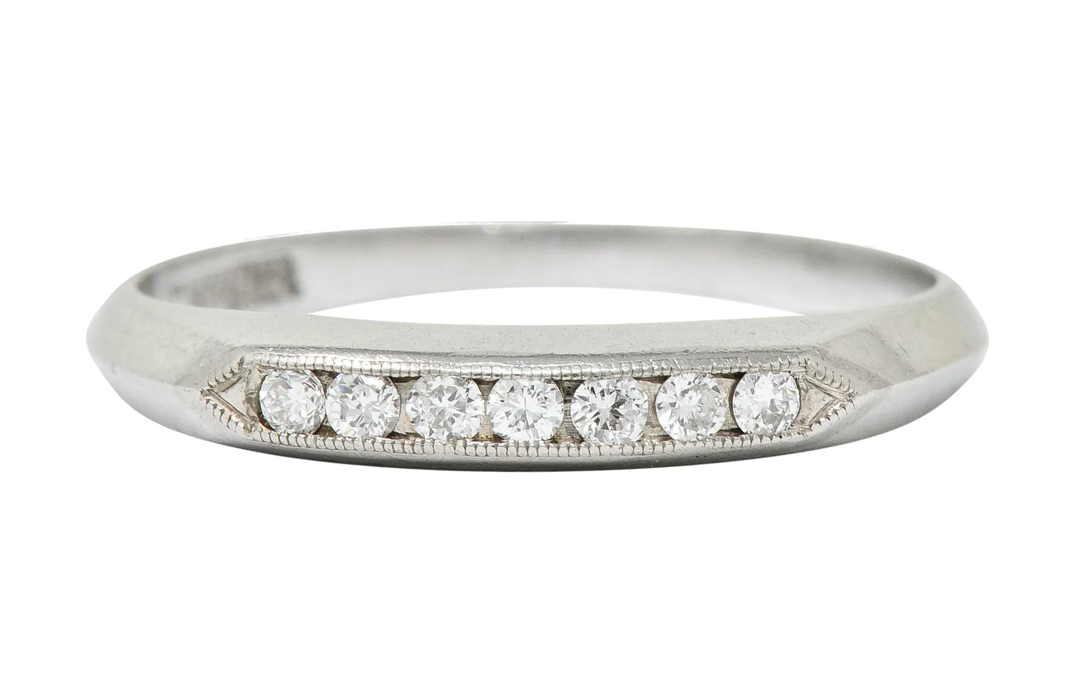 Art Deco 0.18 CTW Diamond Platinum Knife Edge Band Ring