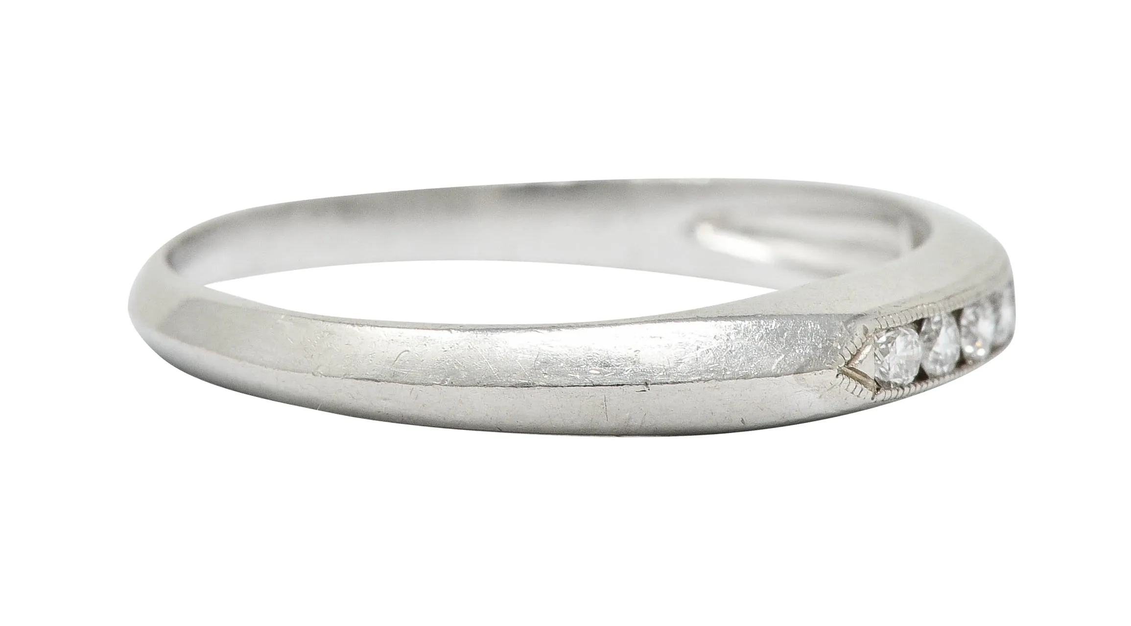 Art Deco 0.18 CTW Diamond Platinum Knife Edge Band Ring