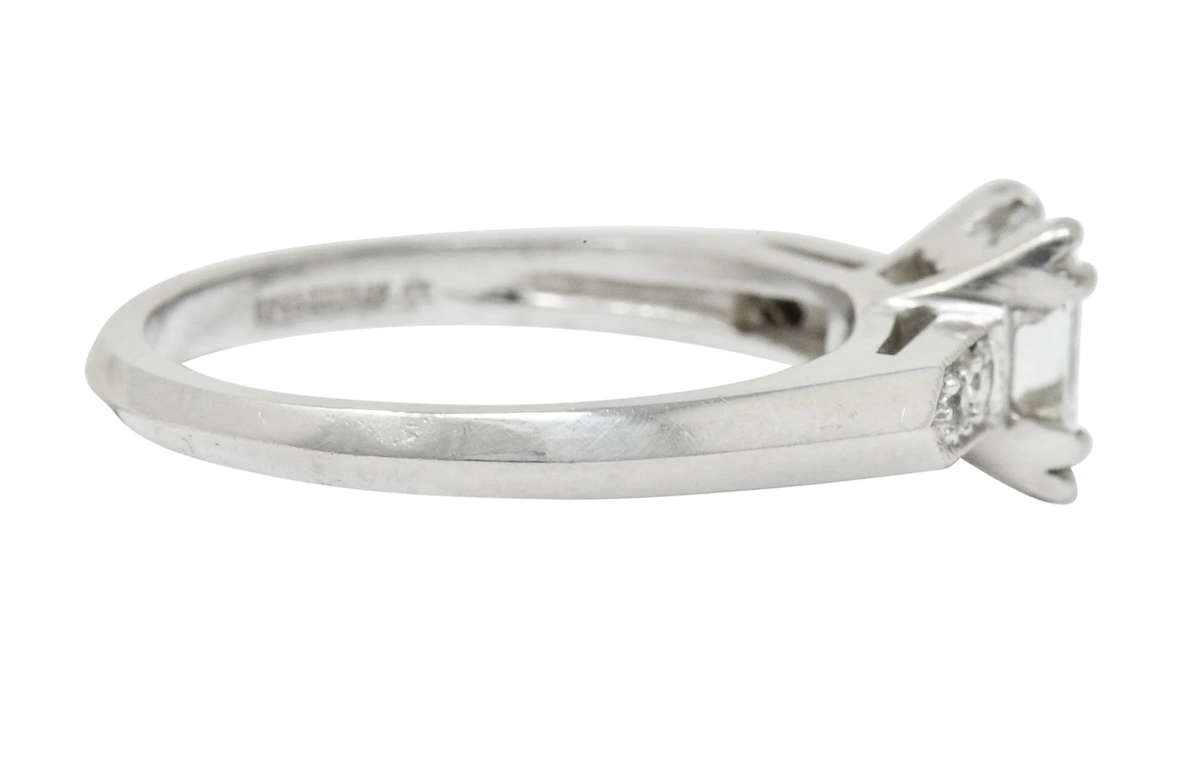 Art Deco 0.96 CTW Asscher Cut Diamond Platinum Engagement Ring GIA