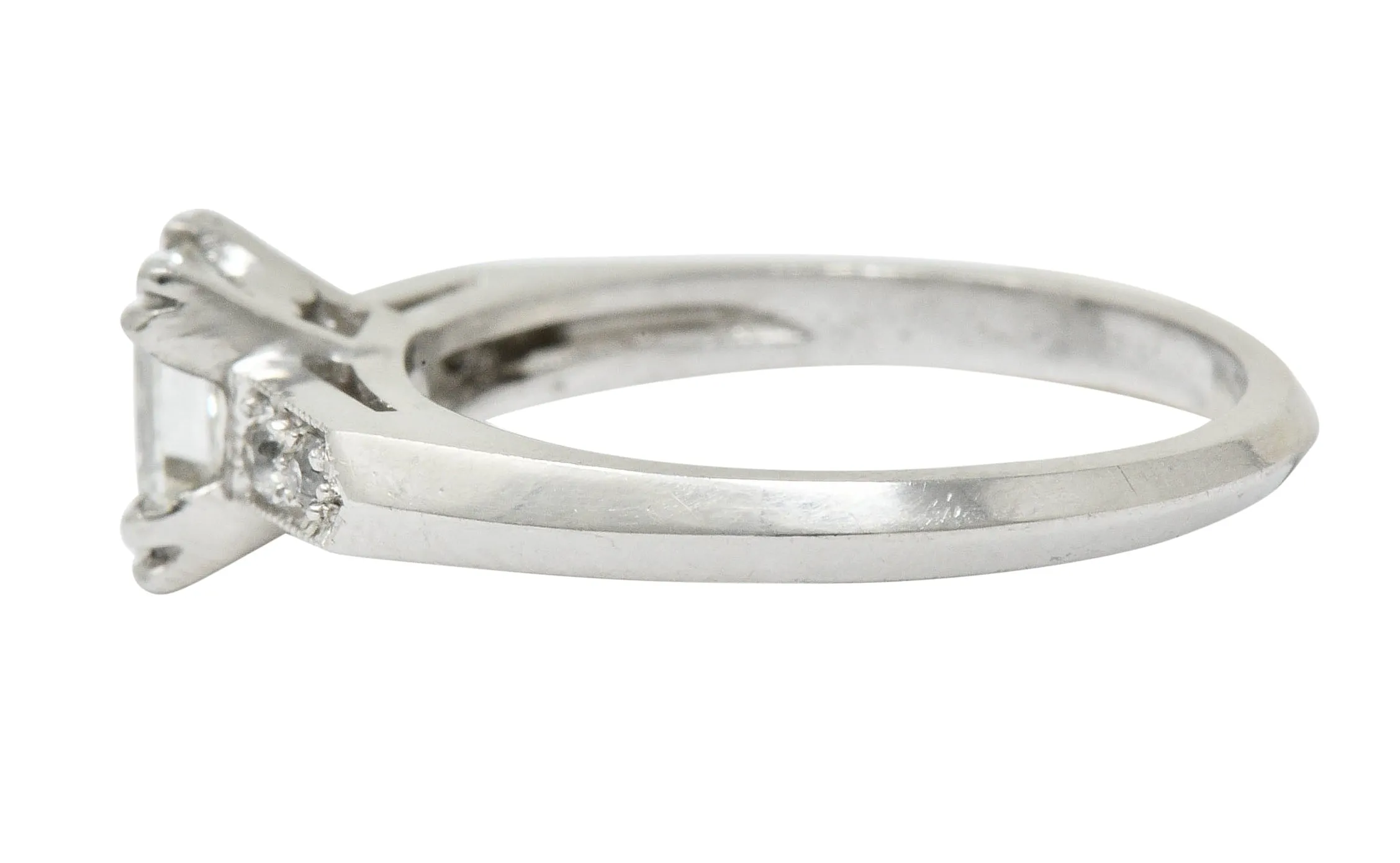 Art Deco 0.96 CTW Asscher Cut Diamond Platinum Engagement Ring GIA