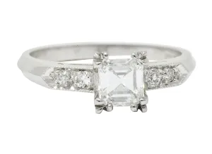 Art Deco 0.96 CTW Asscher Cut Diamond Platinum Engagement Ring GIA