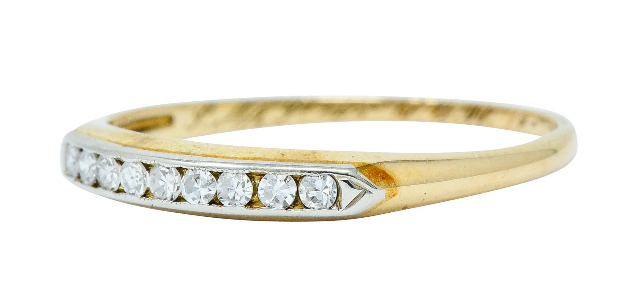 Art Deco Diamond 14 Karat Two-Tone Gold Anniversary Band Ring