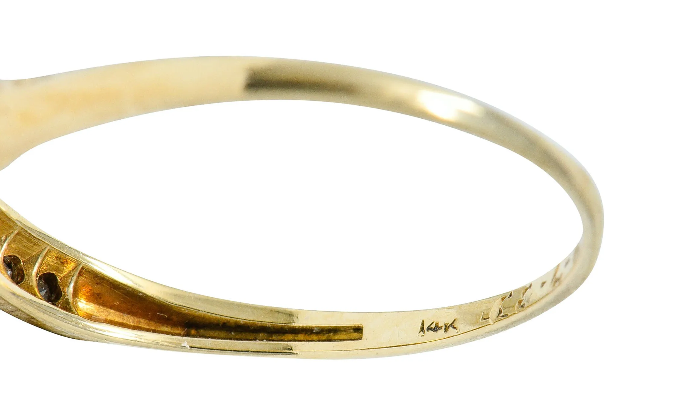 Art Deco Diamond 14 Karat Two-Tone Gold Anniversary Band Ring