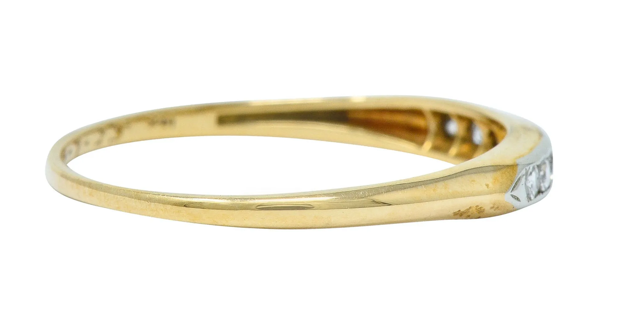 Art Deco Diamond 14 Karat Two-Tone Gold Anniversary Band Ring