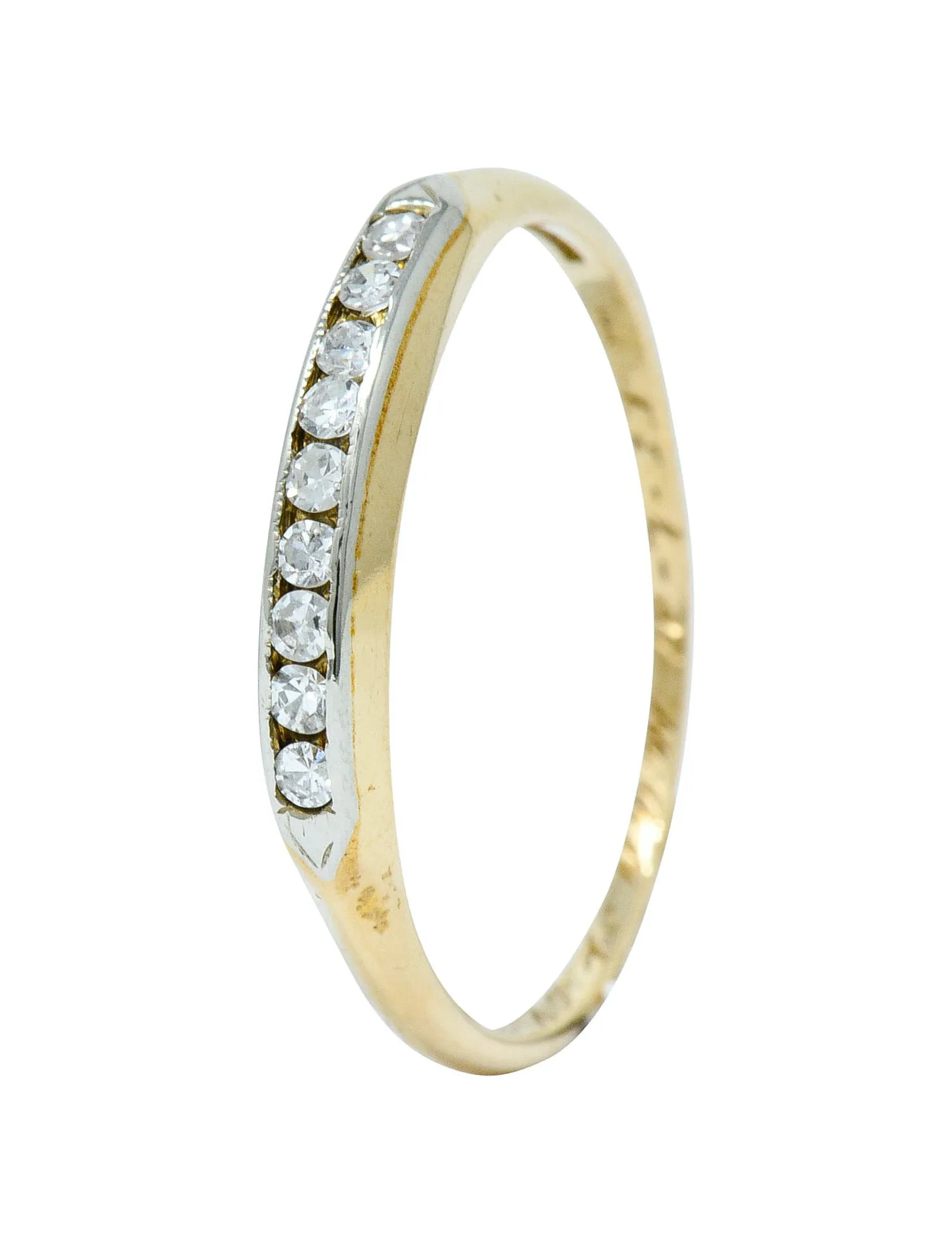 Art Deco Diamond 14 Karat Two-Tone Gold Anniversary Band Ring