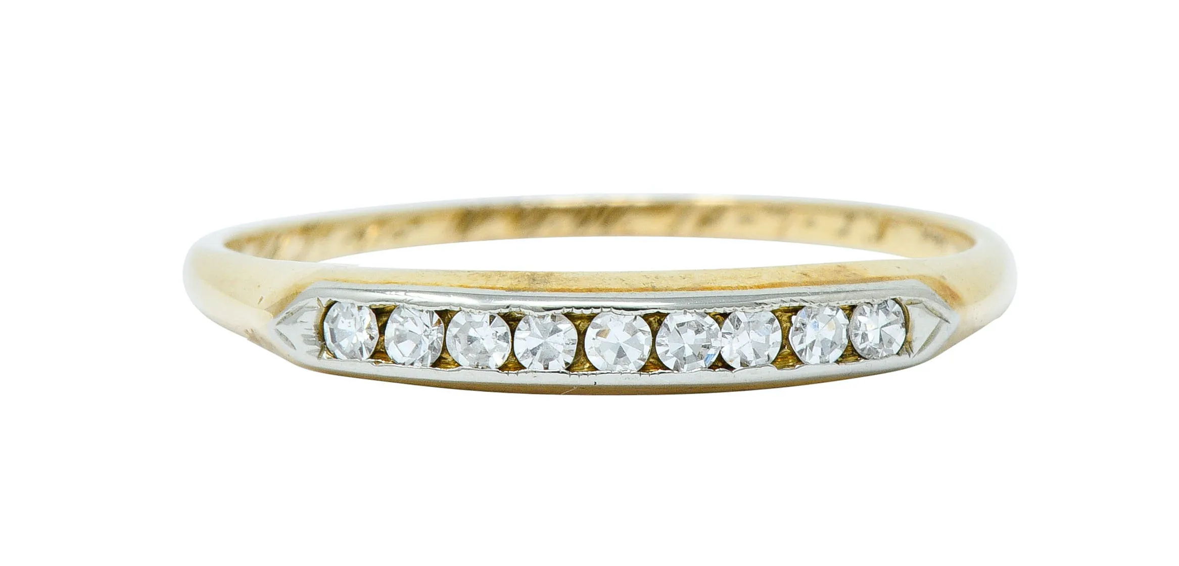 Art Deco Diamond 14 Karat Two-Tone Gold Anniversary Band Ring