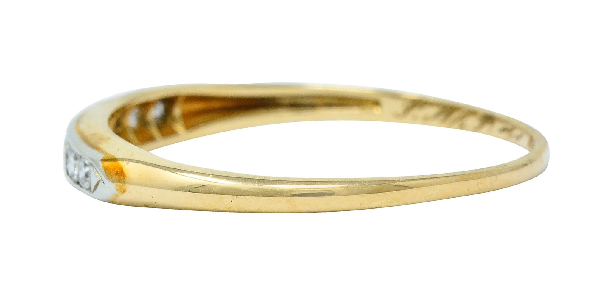 Art Deco Diamond 14 Karat Two-Tone Gold Anniversary Band Ring