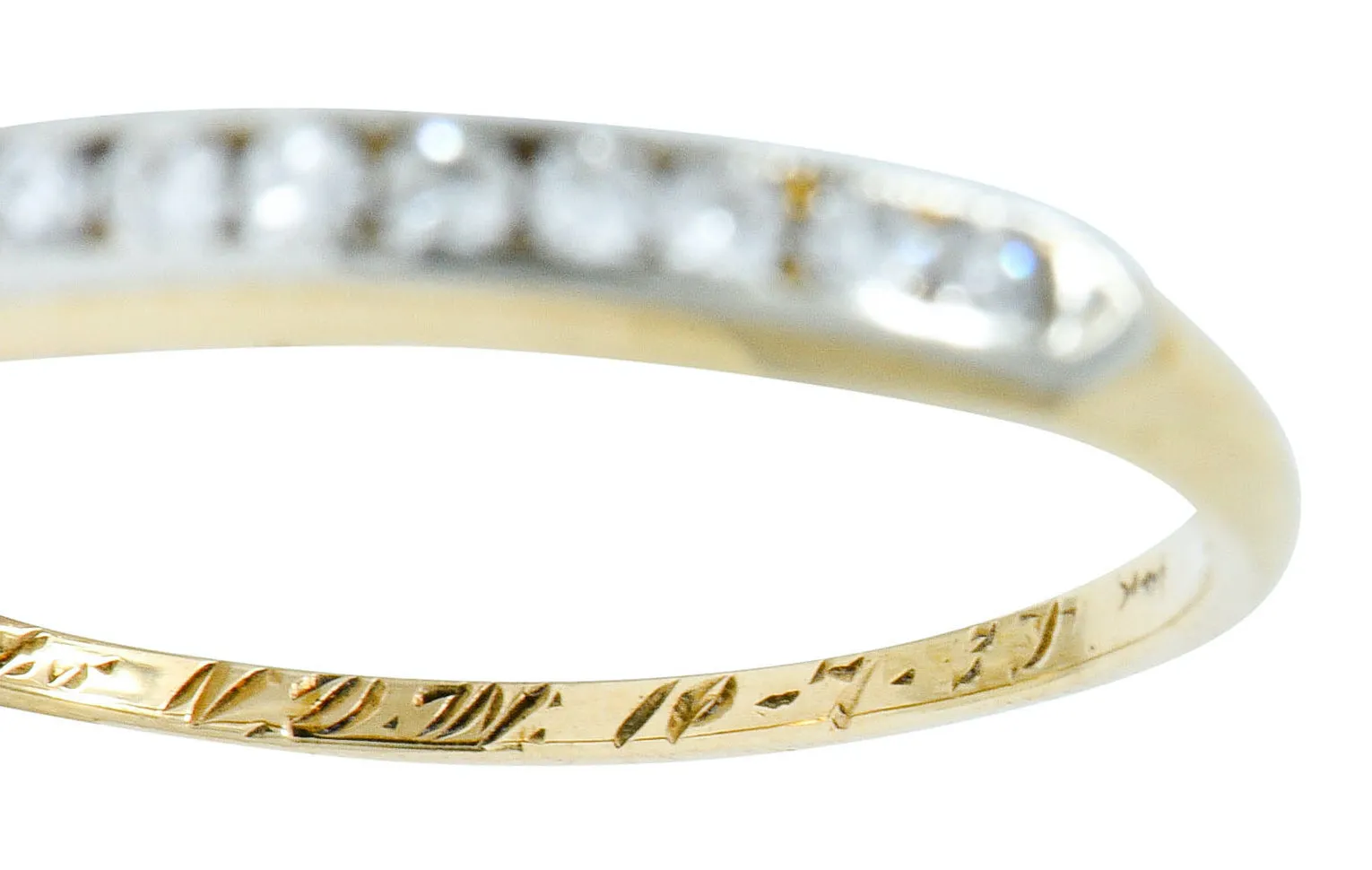 Art Deco Diamond 14 Karat Two-Tone Gold Anniversary Band Ring