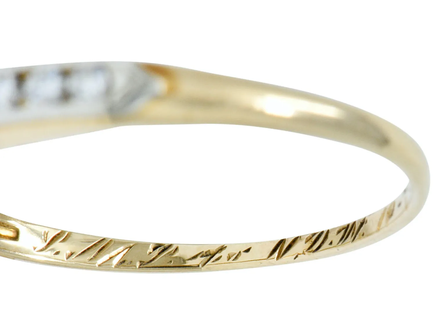 Art Deco Diamond 14 Karat Two-Tone Gold Anniversary Band Ring