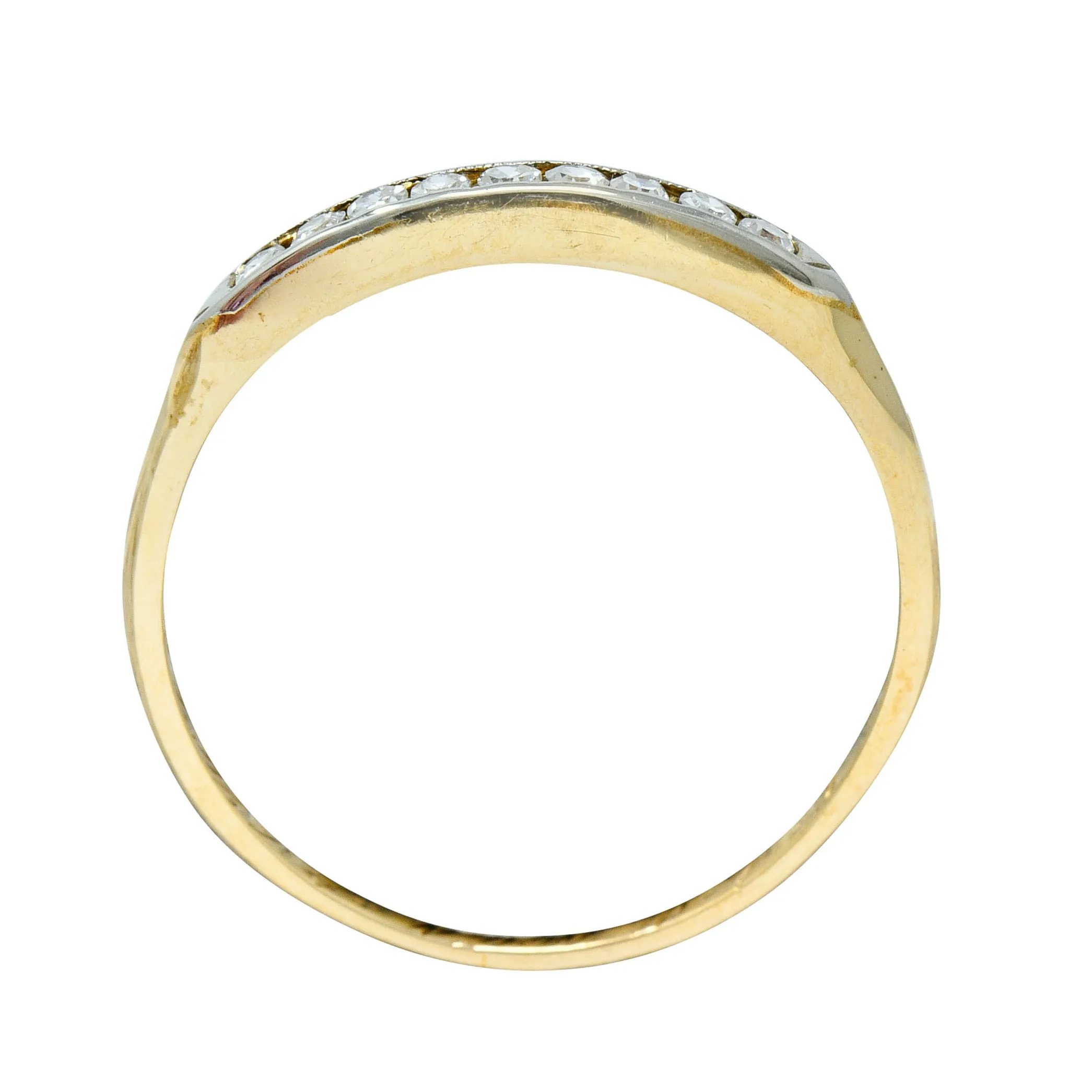 Art Deco Diamond 14 Karat Two-Tone Gold Anniversary Band Ring