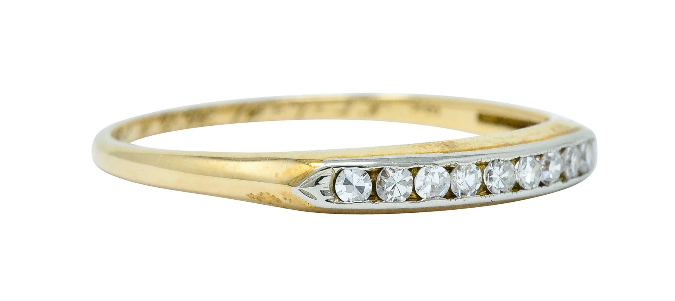 Art Deco Diamond 14 Karat Two-Tone Gold Anniversary Band Ring