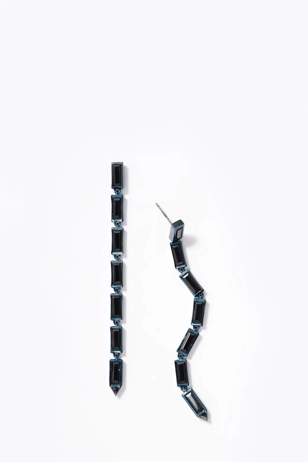 Baguette Stiletto Earrings - Black Spinel