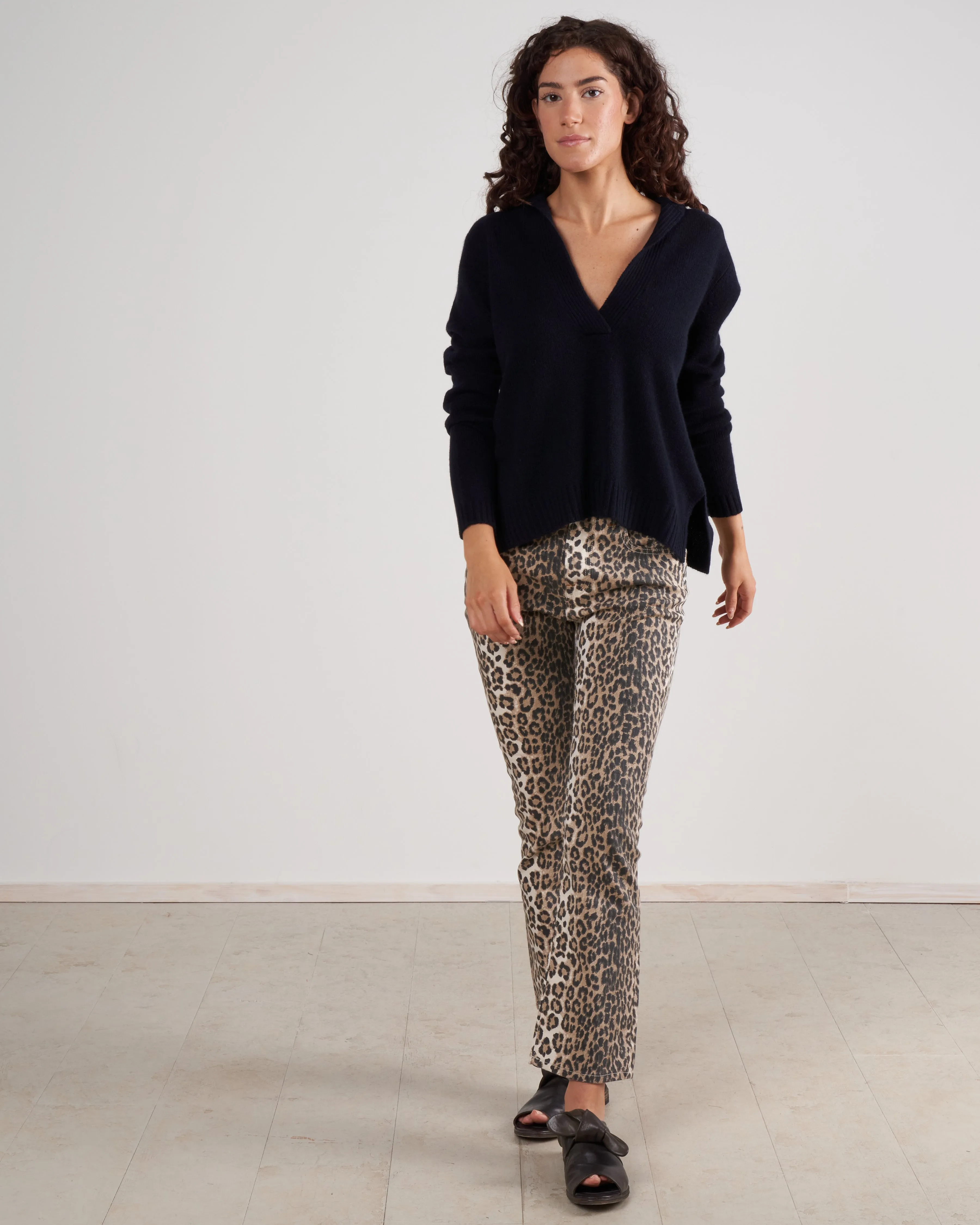 ballet wrap cashmere sweater - deep night
