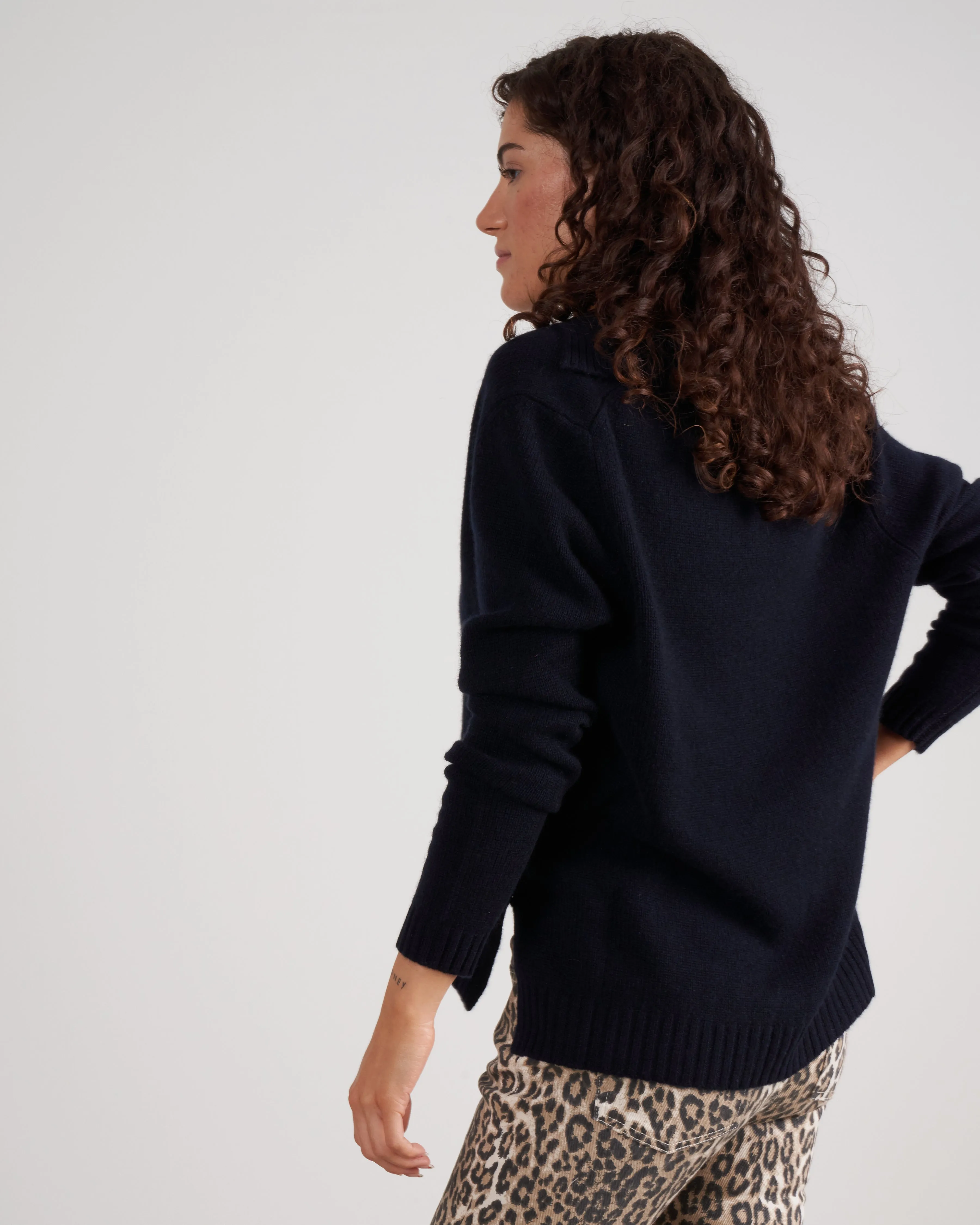 ballet wrap cashmere sweater - deep night
