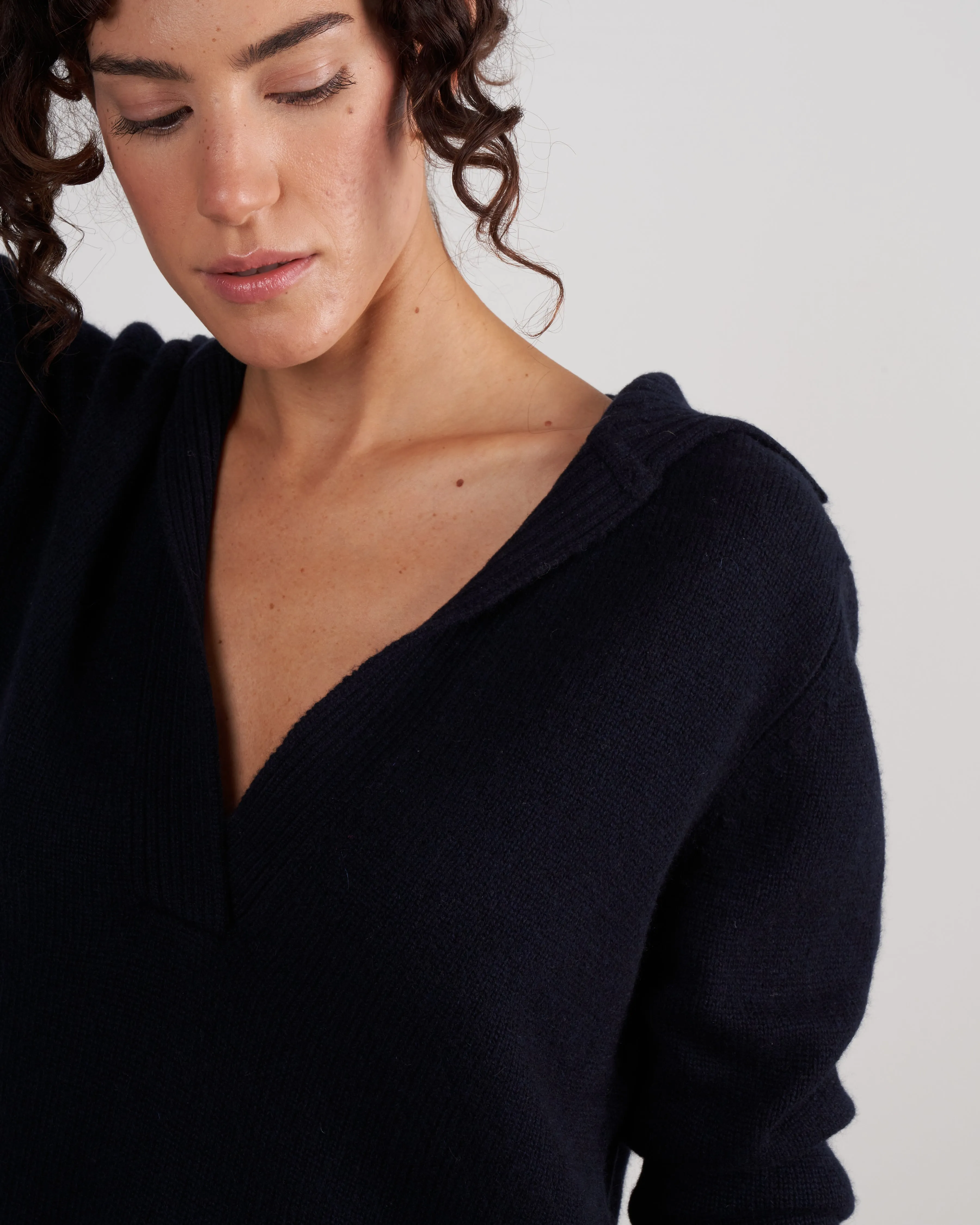 ballet wrap cashmere sweater - deep night