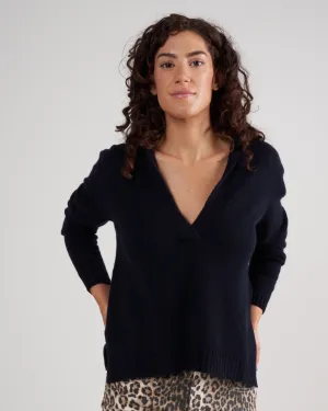 ballet wrap cashmere sweater - deep night