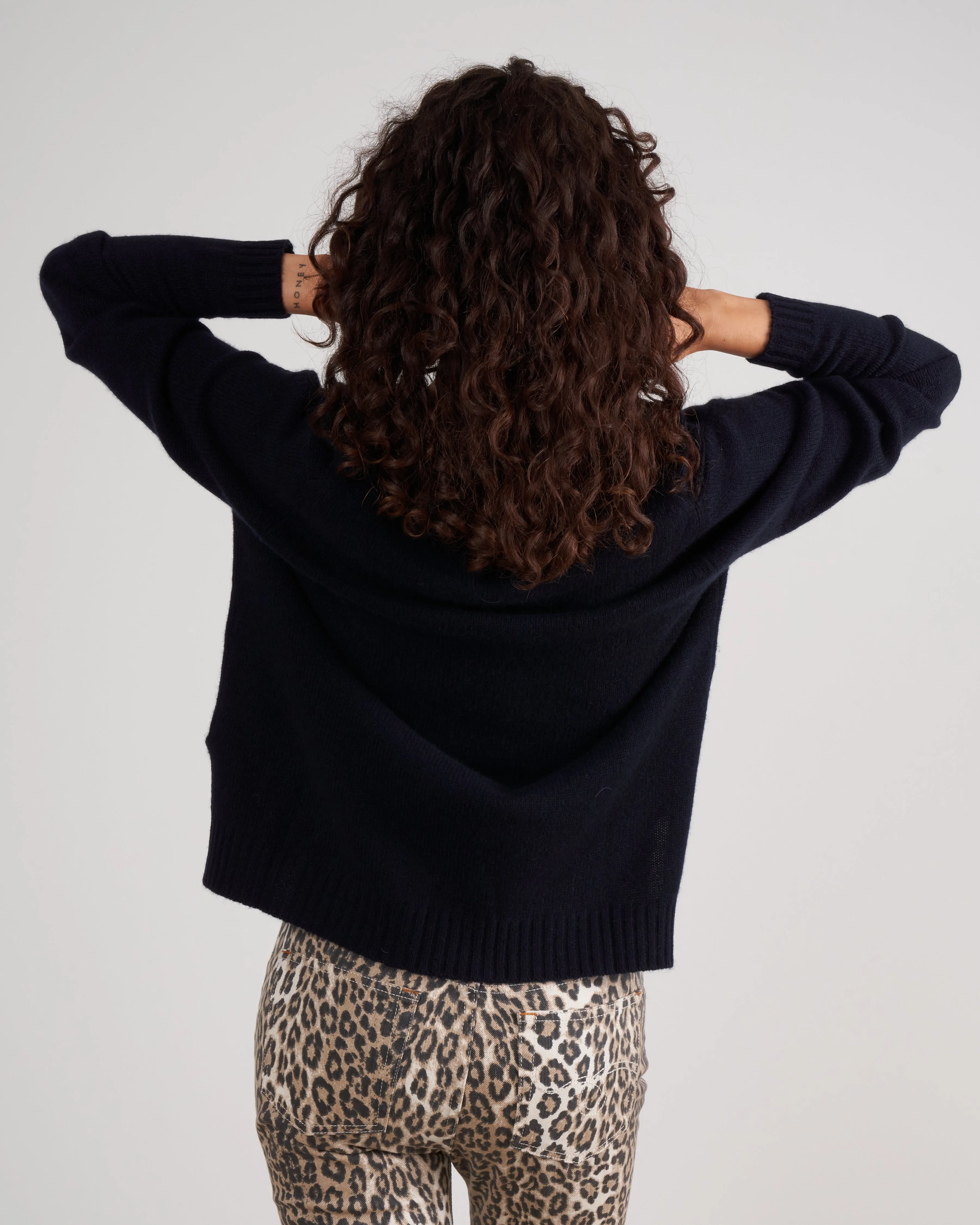ballet wrap cashmere sweater - deep night