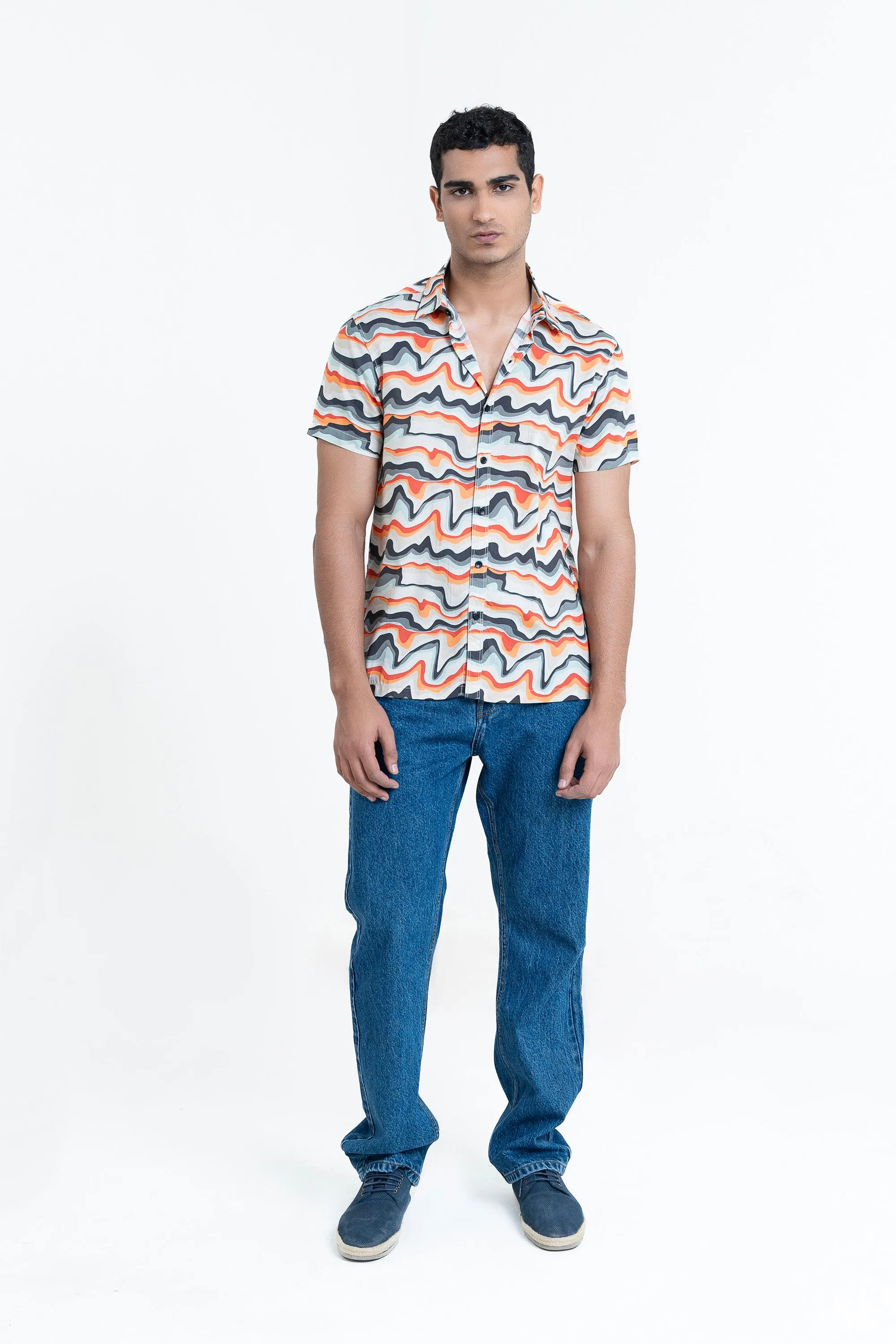 Beige Half Sleeves Casual Shirt
