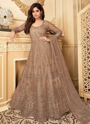 Beige Sequence Embroidered Anarkali Suit
