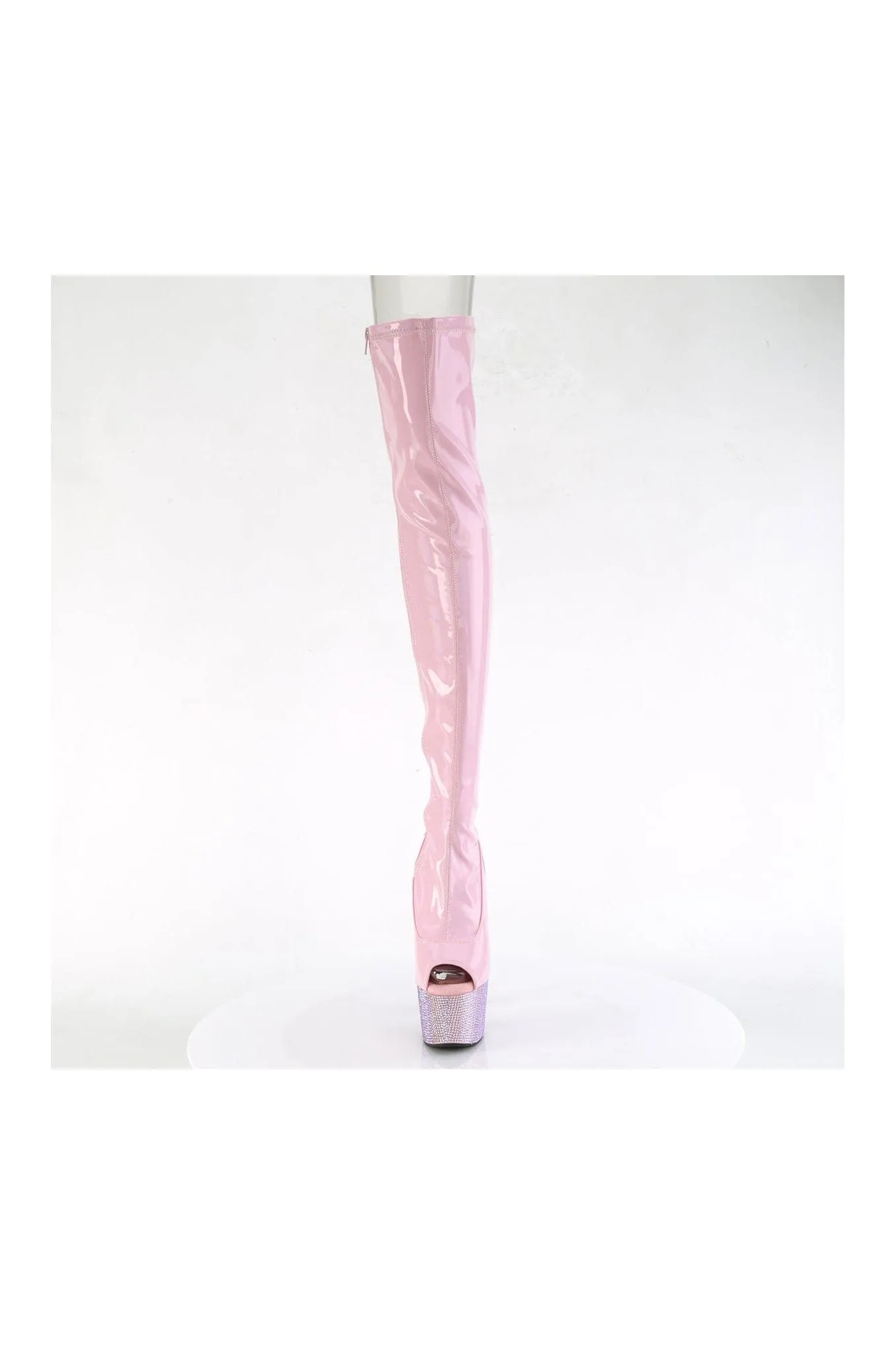 BEJEWELED-3011-7 Pink Patent Thigh Boot