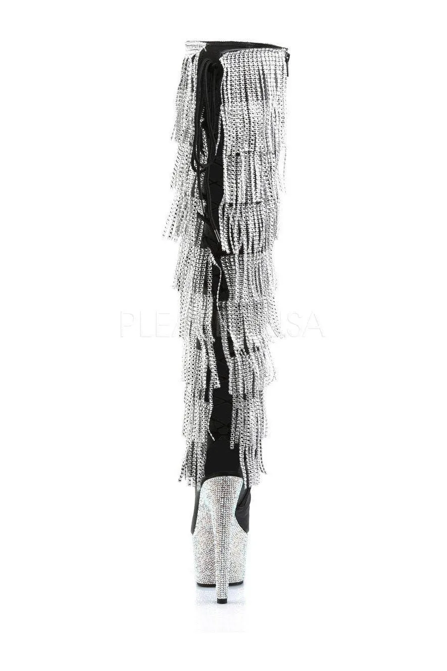 BEJEWELED-3019RSF-7 Platform Boot  | Black Faux Leather