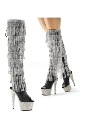 BEJEWELED-3019RSF-7 Platform Boot  | Black Faux Leather