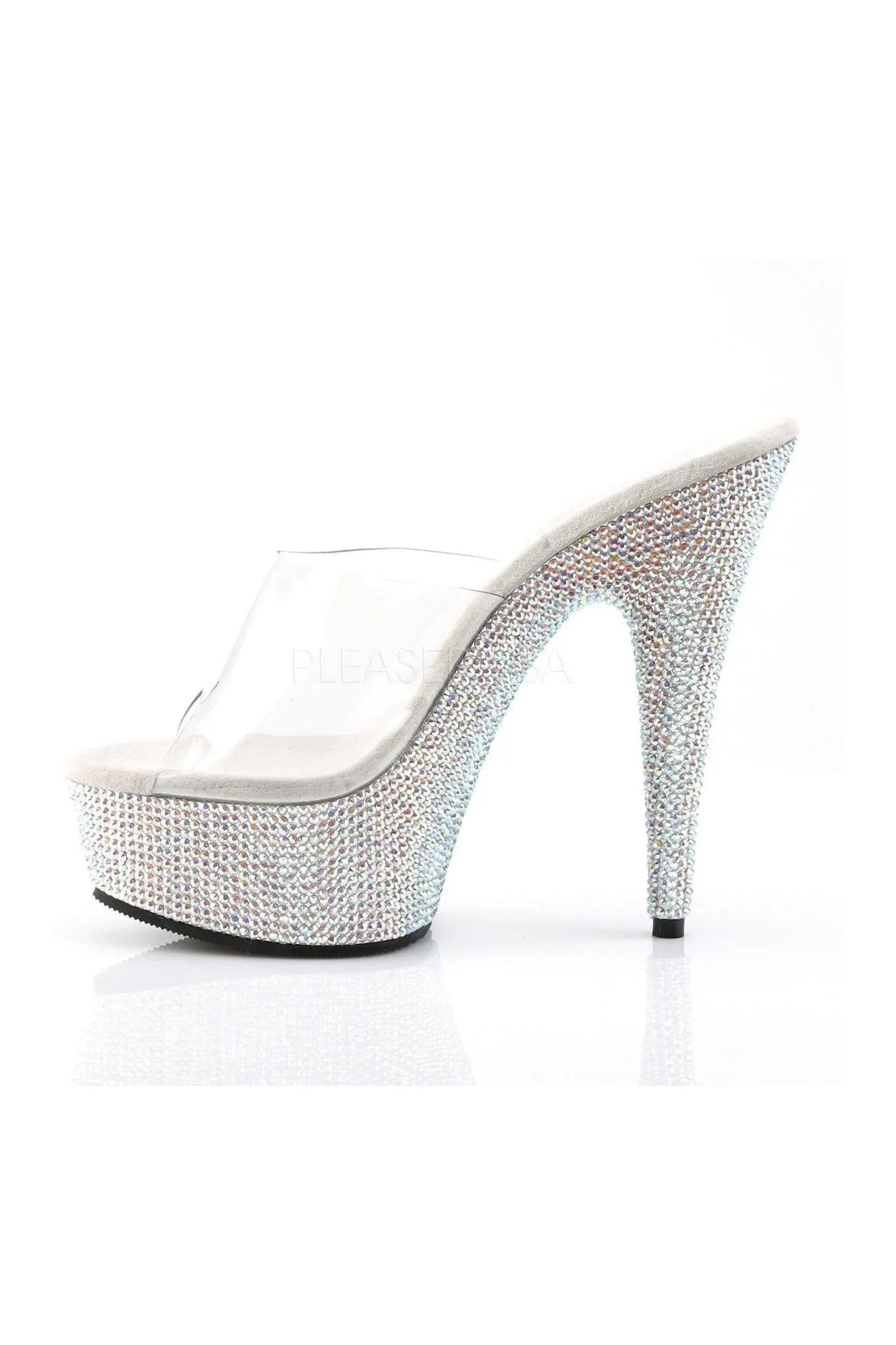 BEJEWELED-601DM Platform Slide  | Clear Vinyl