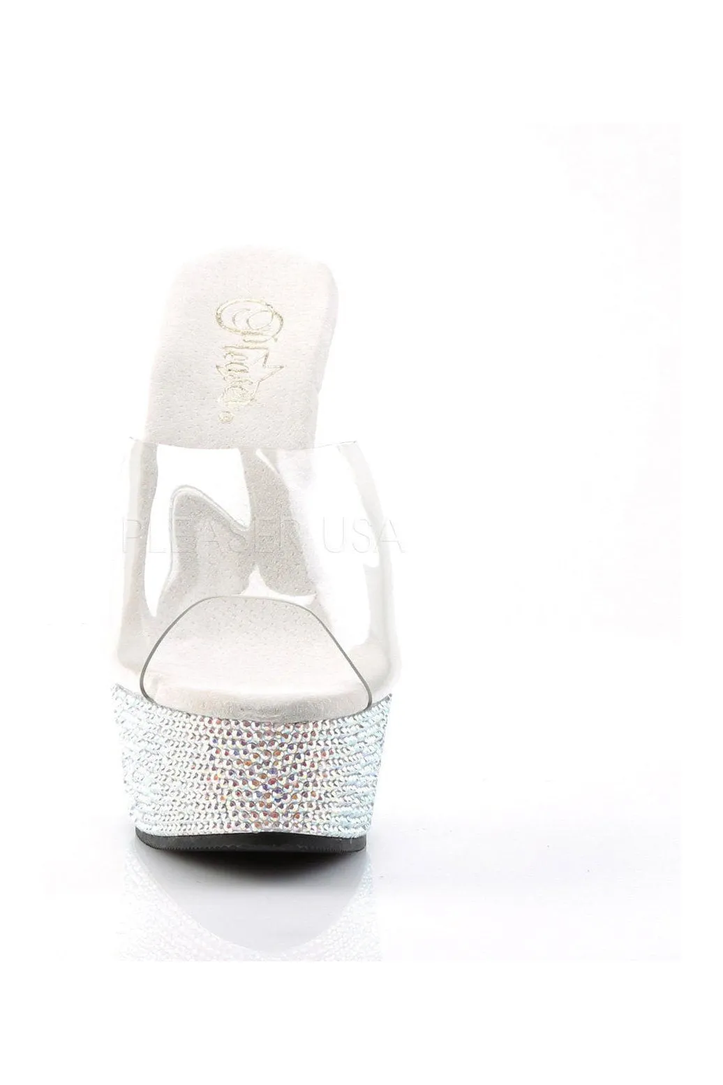 BEJEWELED-601DM Platform Slide  | Clear Vinyl