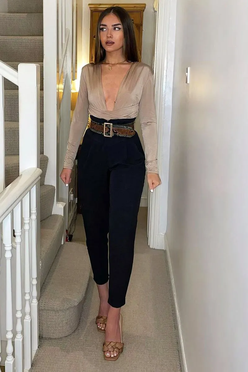 Black Extreme High Waist Tailored Trousers - Yaz