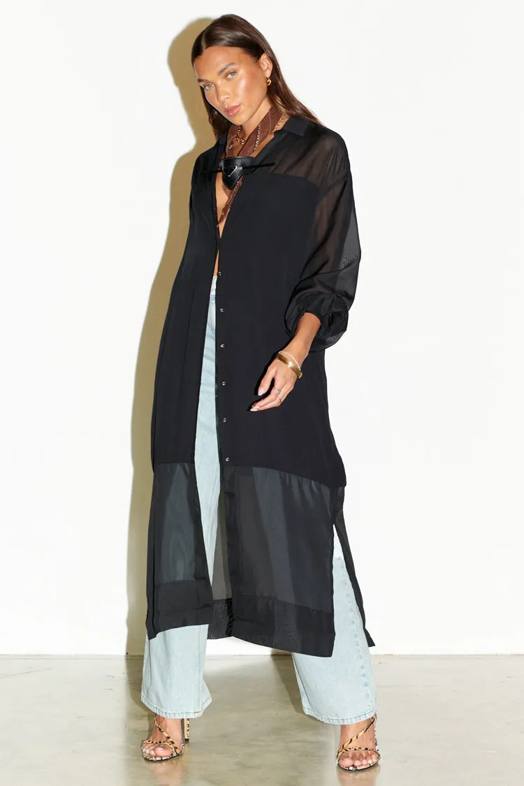 Black Lila Longline Shirt Dress