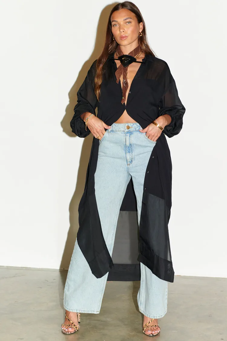 Black Lila Longline Shirt Dress